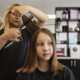 front view girl getting women salon