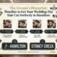 Men Zone Barbershop cover graphic outlining the Groom's Blueprint wedding haircut timeline in Hamilton and Stoney Creek.
